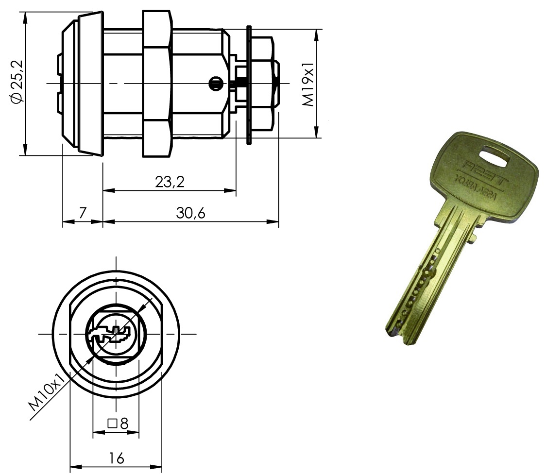 Cerradura con llave de alta seguridad Mini8 Plus para Necta