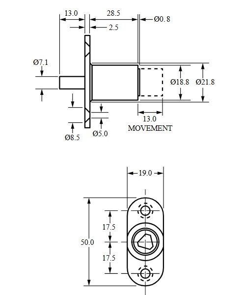 Cerradura de pulsador o presión con llave de triángulo - Imagen 4