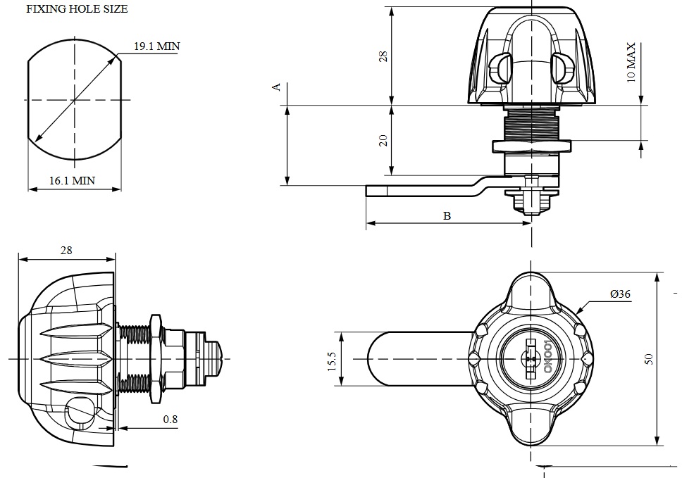 Cerradura de candado para taquillas con llave maestra - Imagen 3