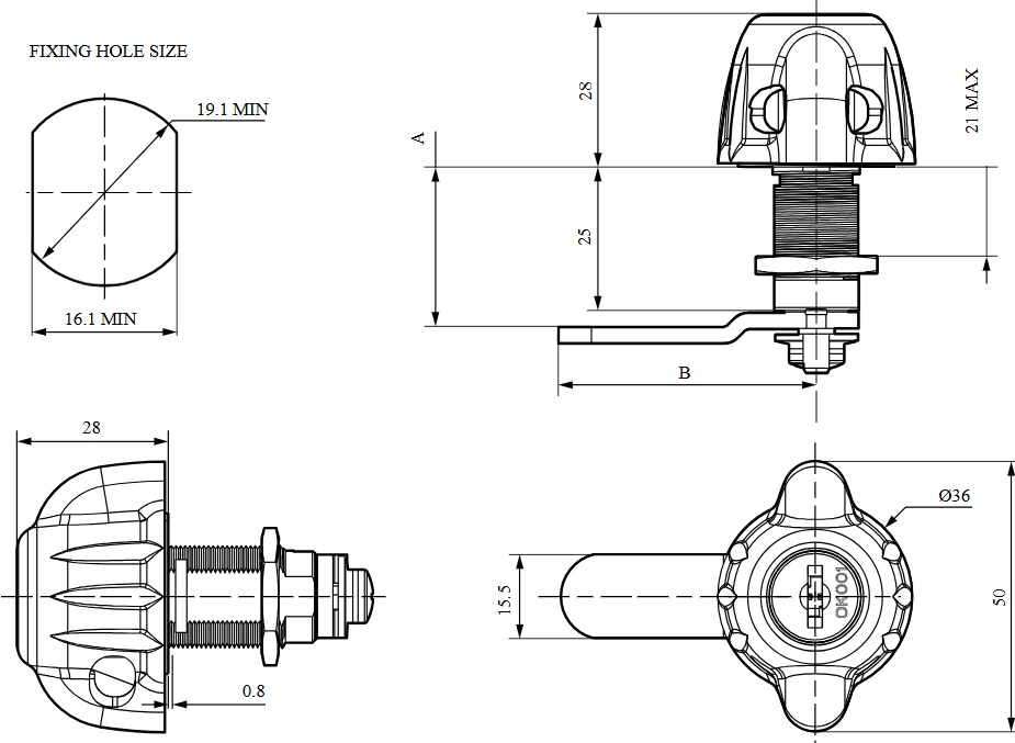 Cerradura de candado para taquillas con llave maestra - Imagen 4